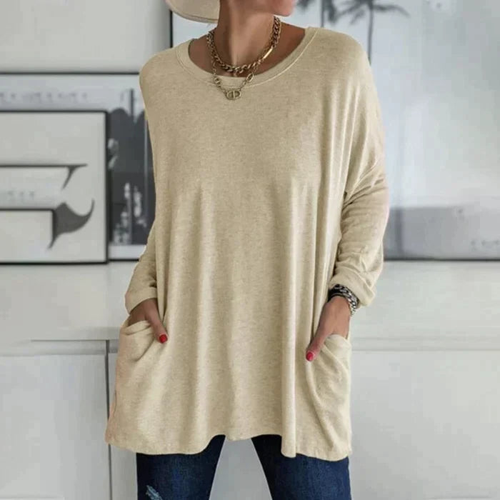 Ruby | Dames Oversized Langsleeve Tuniek Top met Zakjes