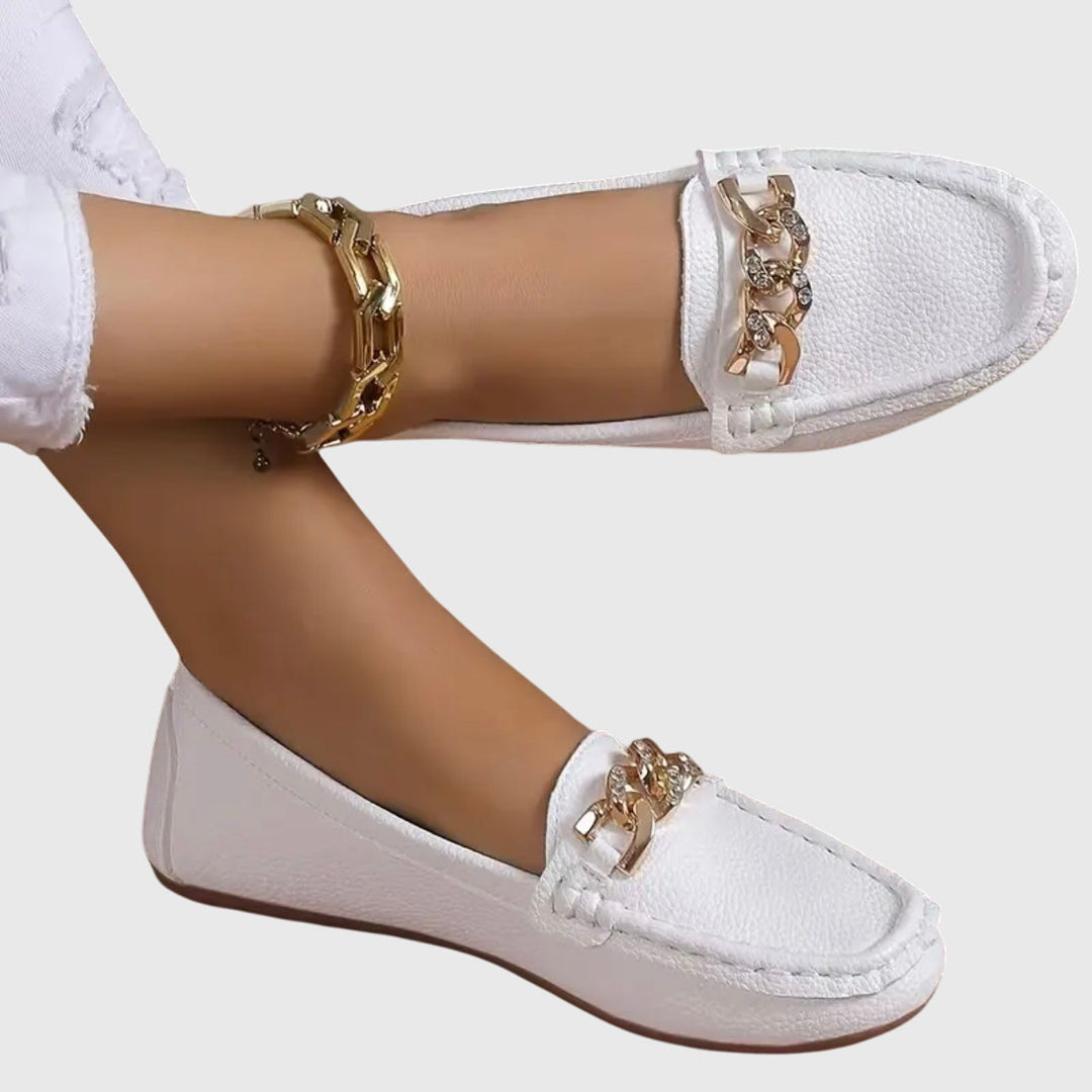 Eden - Platte Diamant Gesp Loafers