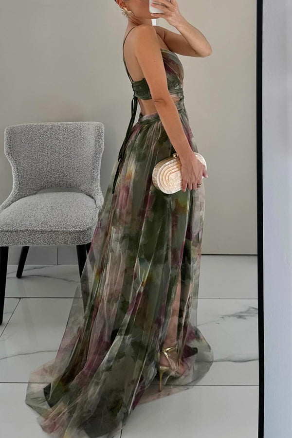 Cindy | Maxi Bruidsgastjurk met Bloemenprint