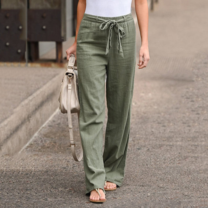 Jane | Vrouwen Wijde Pantalon Met Touwtje Hoge Taille Casual