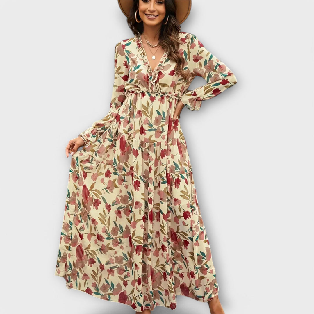 Wilma™ | Bloemen V-Hals Maxi Jurk