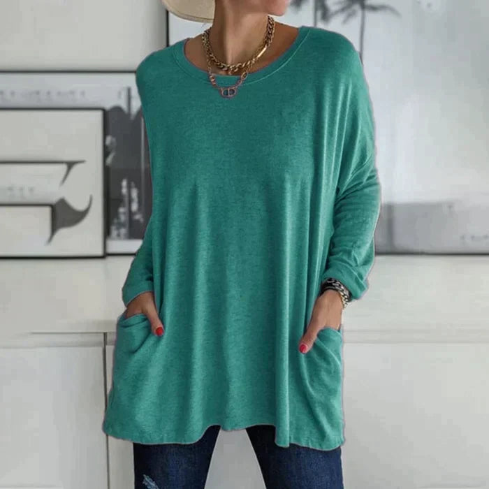 Ruby | Dames Oversized Langsleeve Tuniek Top met Zakjes