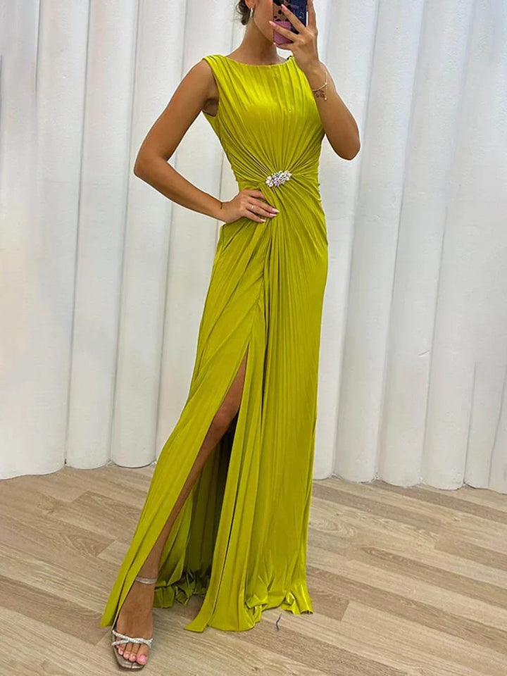 Freesia | Vrouwen Trouwe Gast Geplooide Maxi Jurk Avond