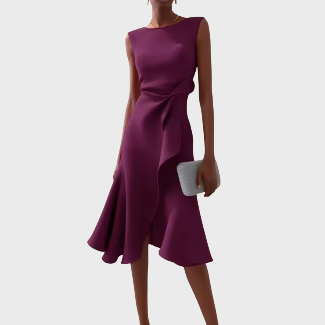 Sheila™ | Gedrapeerde Asymmetrische Midi-jurk