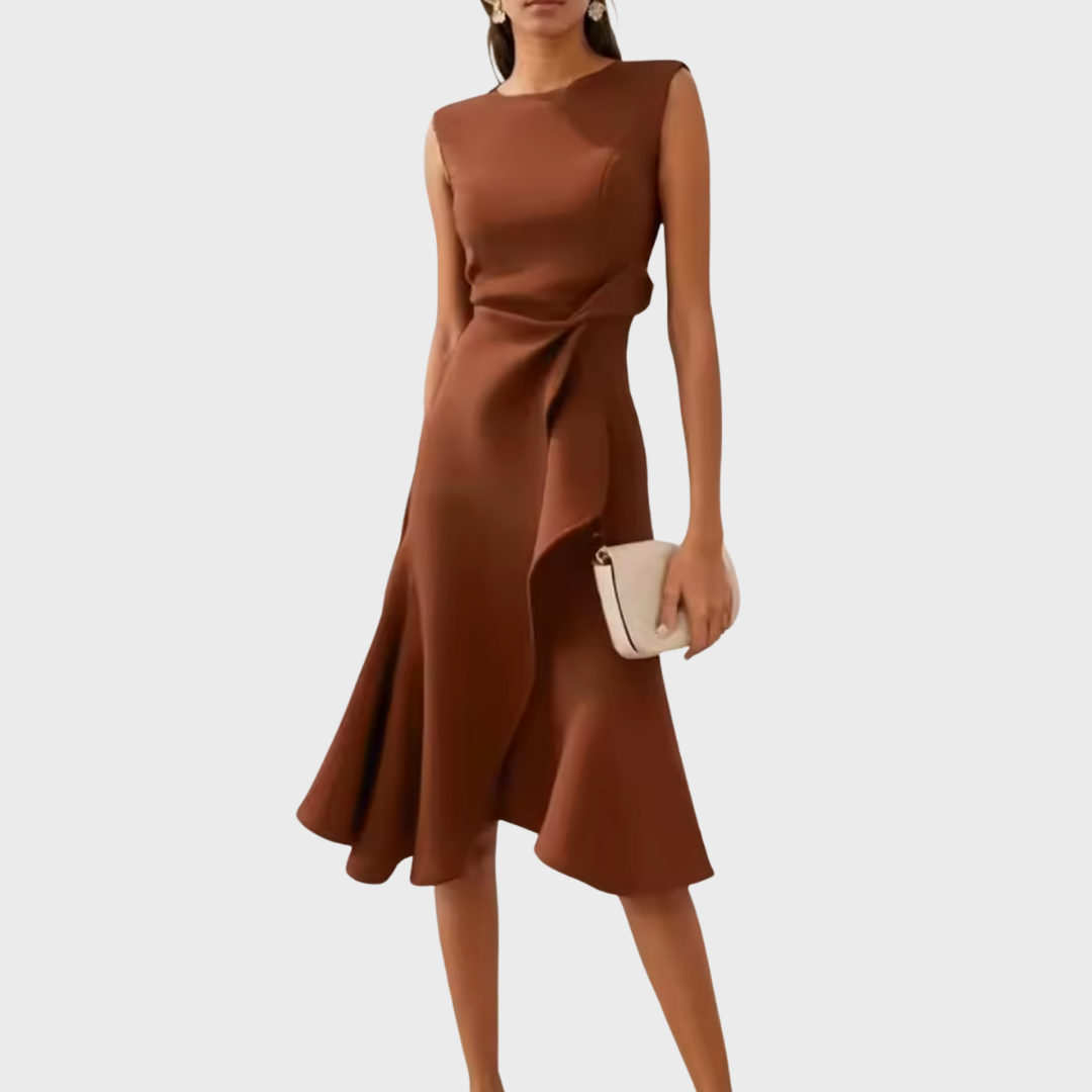 Sheila™ | Gedrapeerde Asymmetrische Midi-jurk