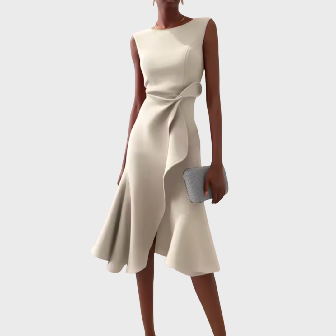 Sheila™ | Gedrapeerde Asymmetrische Midi-jurk