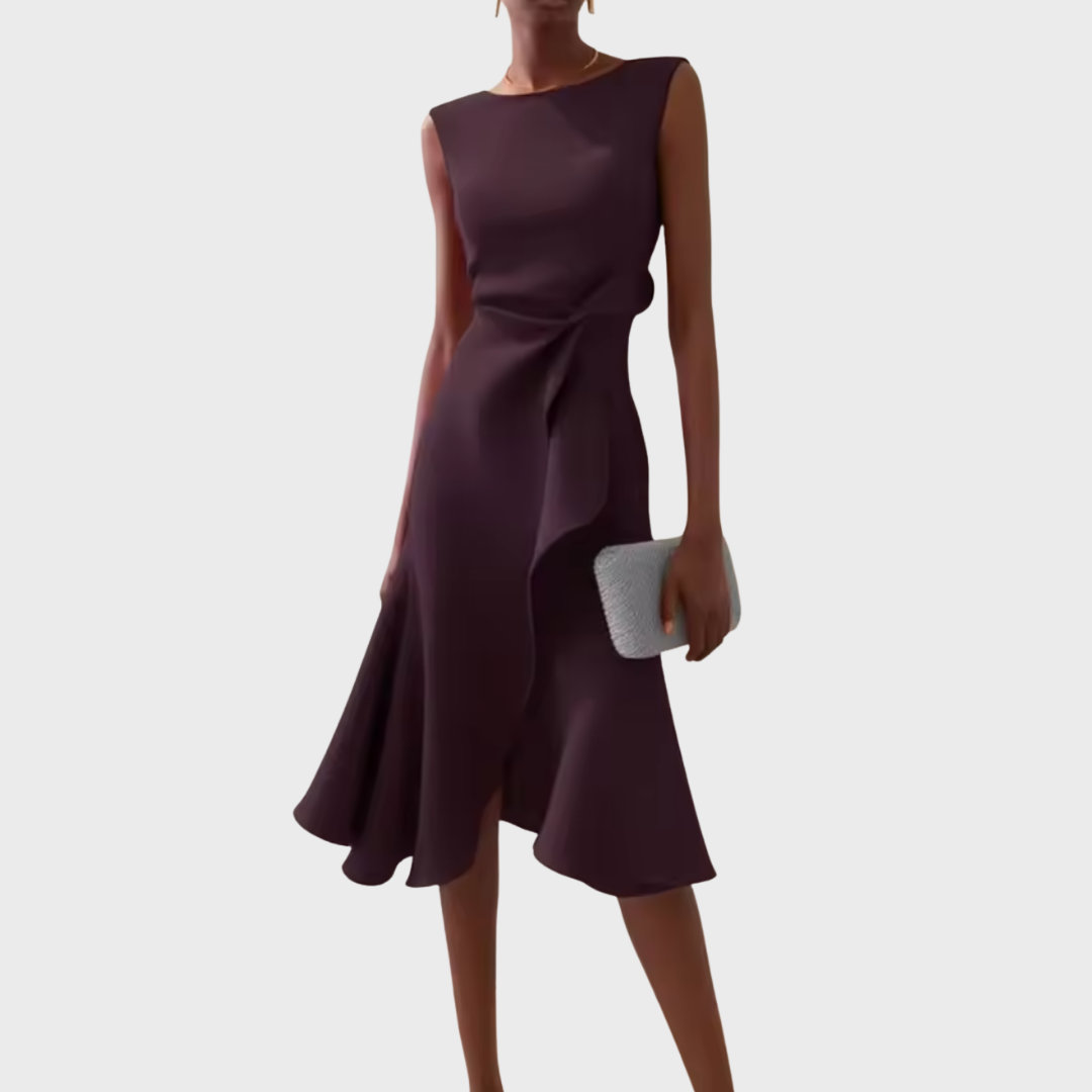 Sheila™ | Gedrapeerde Asymmetrische Midi-jurk