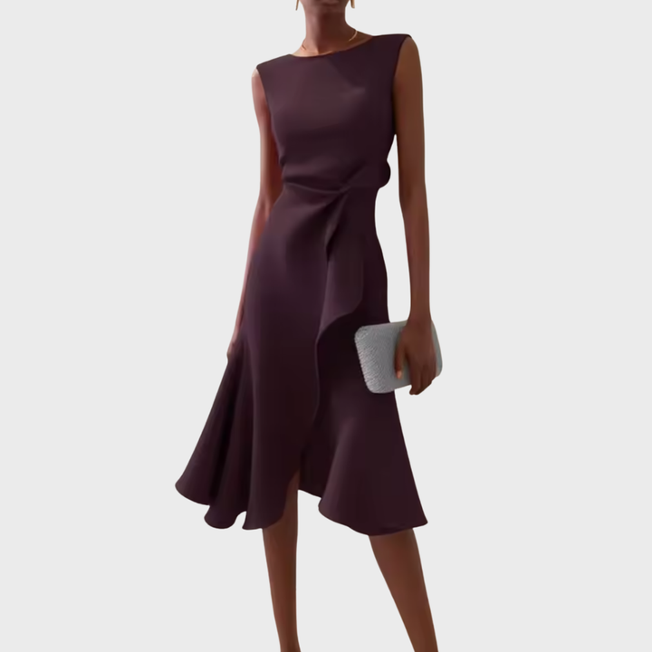 Sheila™ | Gedrapeerde Asymmetrische Midi-jurk
