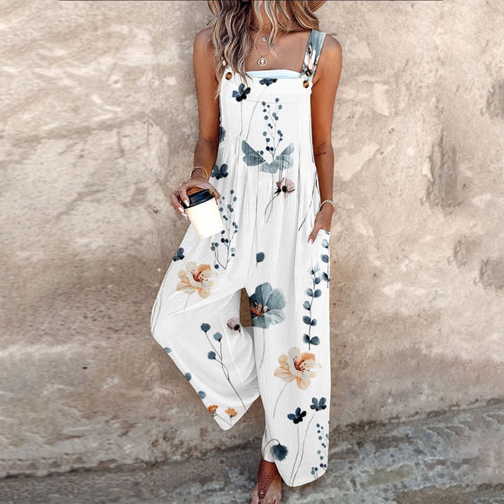 Daisy | Dames Bloemenprint Overalls Wijde Pijpen Mouwloze Jumpsuit