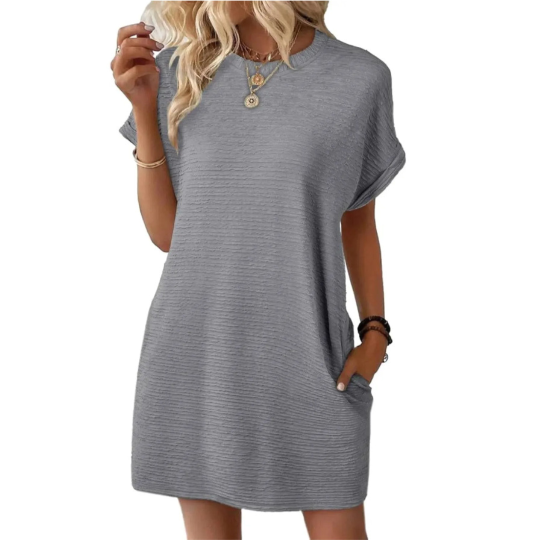 Vivid | Dames Crew Neck Korte Mouwen T-Shirt Mini Jurk