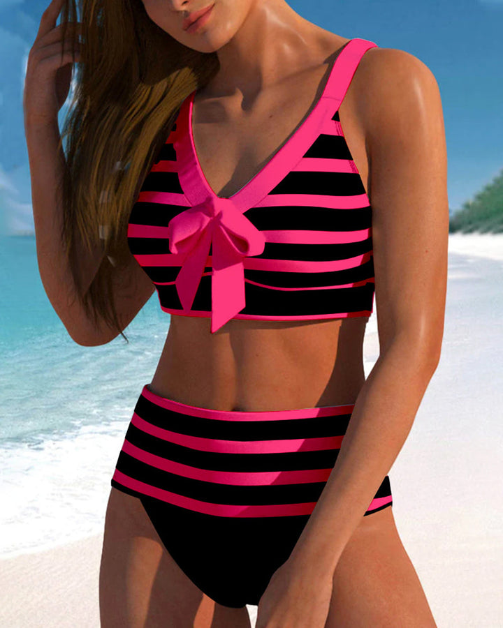 Caroline | Dames Hoge Taille Gestreepte Bikini Set