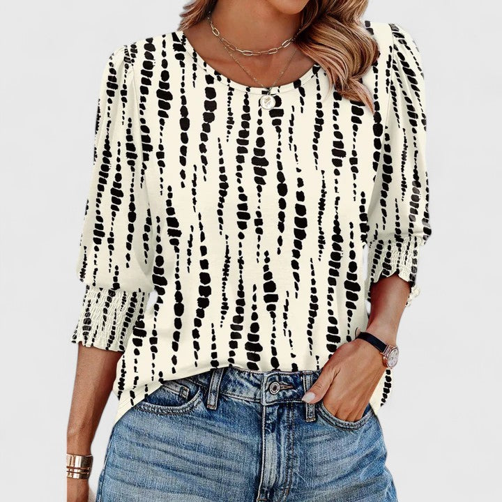 Harper | Dames Top met Smocked Mouwen en 3/4 Mouwen