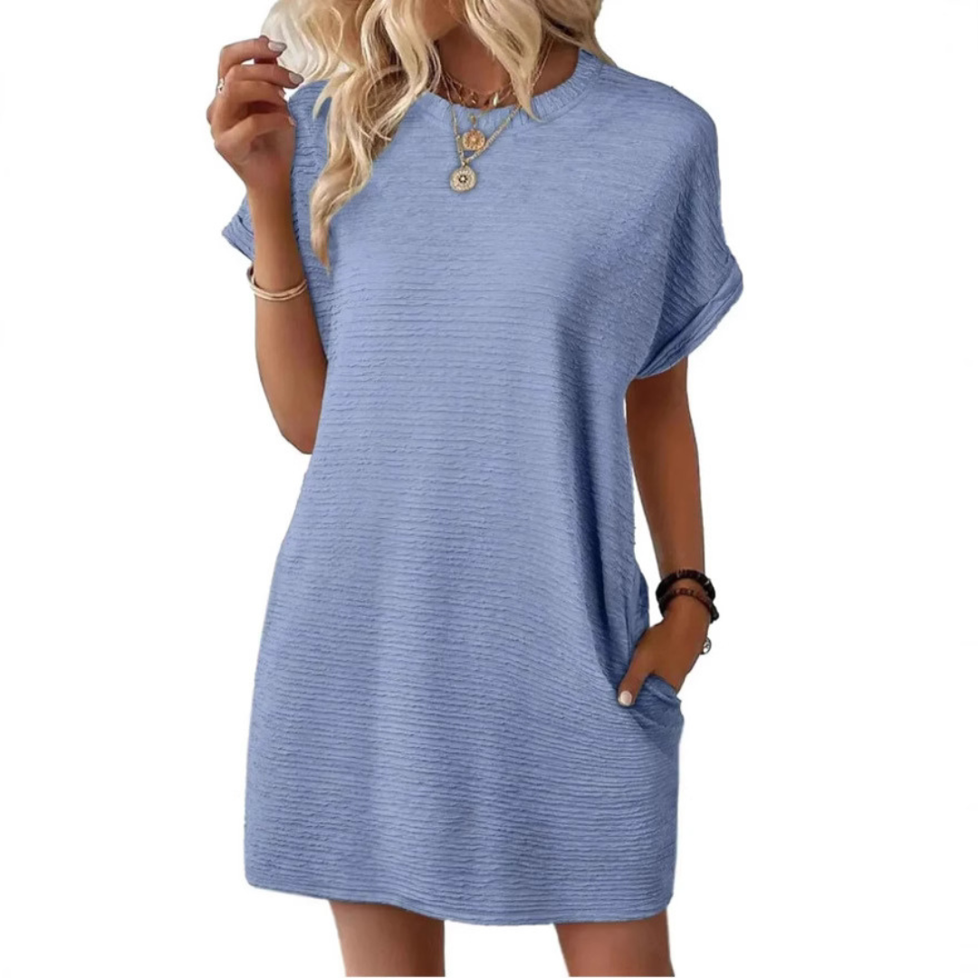 Maggie | Dames Korte Mouwen T-Shirt Mini Jurk met Zakken