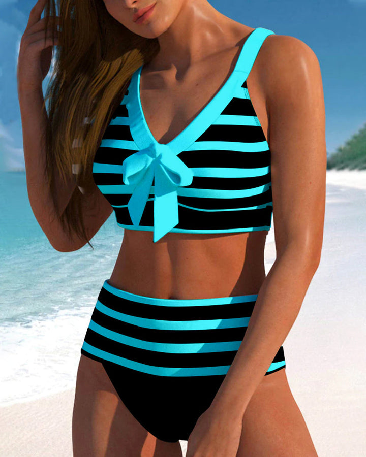 Caroline | Dames Hoge Taille Gestreepte Bikini Set