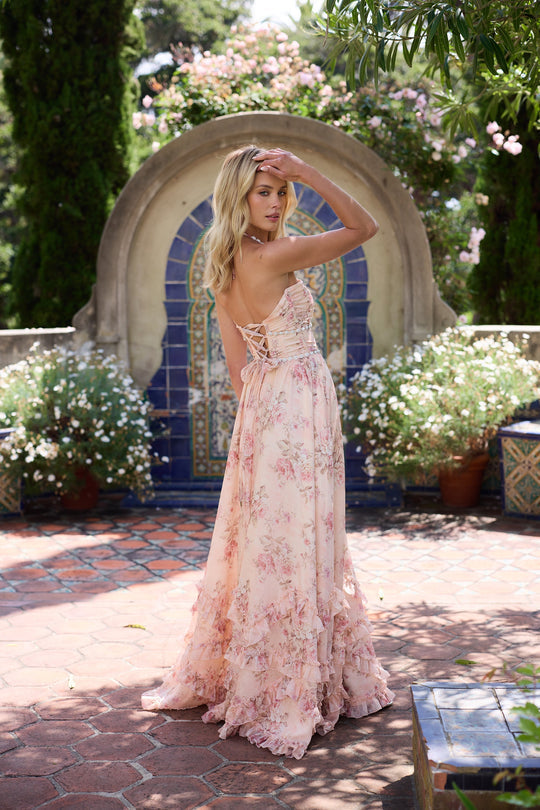 Alexa™ | Het Scarlette Jurk in Perzik Tapestry