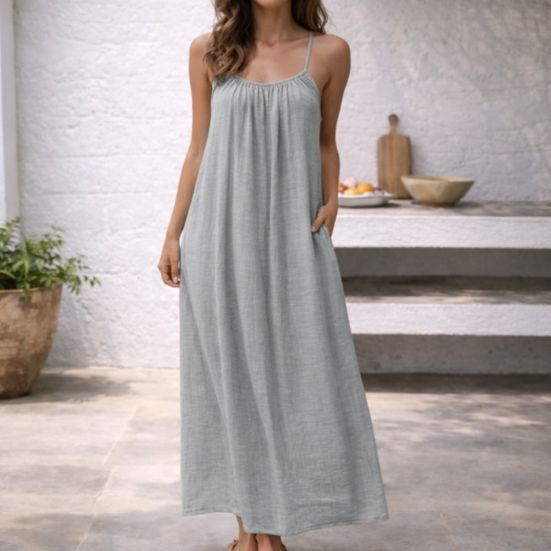 Lena | Vrouwen Maxi Jurk Spaghetti Bandjes Zomerse Jurk