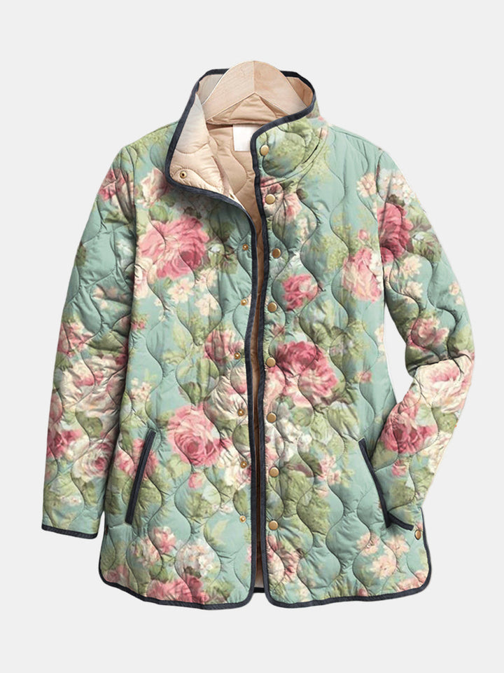 Carys | Retro Bloemenpatroon Gequilt Jasje