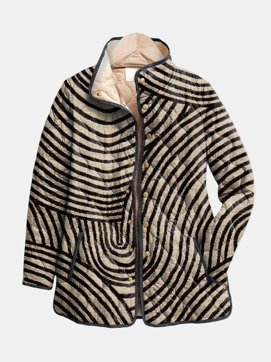 Inaya | Retro Handgetekende Cirkel Ontwerp Gequilt Jacket
