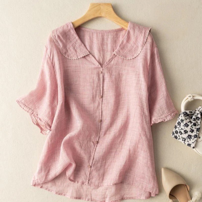 Kristi™ | Vintage Blouse met Knopdetails