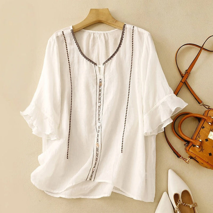 Gia™ | Blouse met Patroon en Rimpel Mouwen