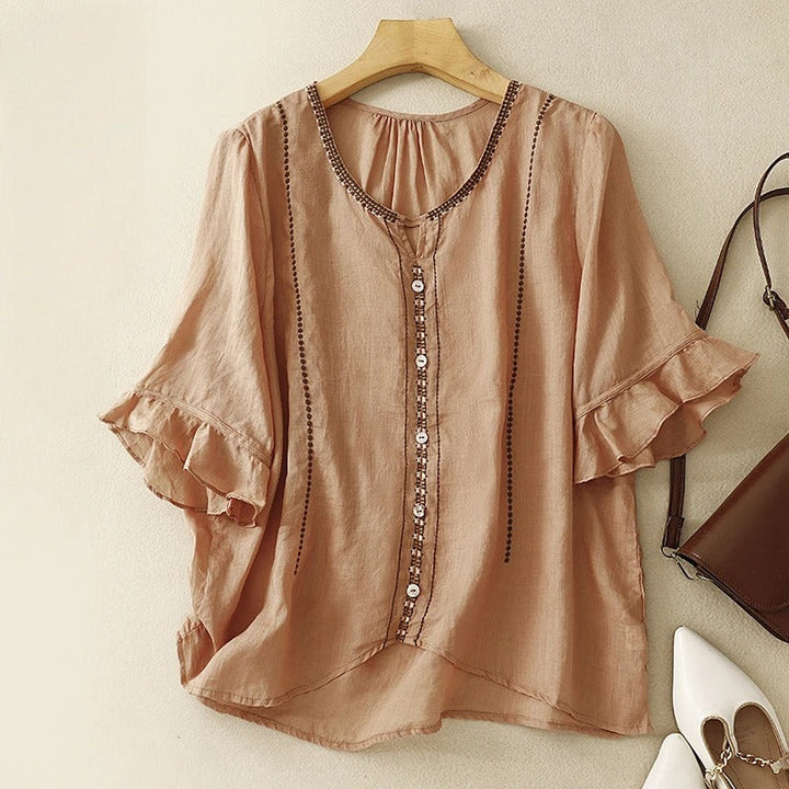 Gia™ | Blouse met Patroon en Rimpel Mouwen