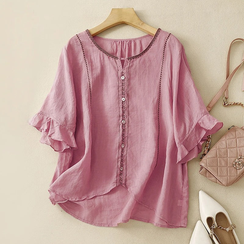 Gia™ | Blouse met Patroon en Rimpel Mouwen