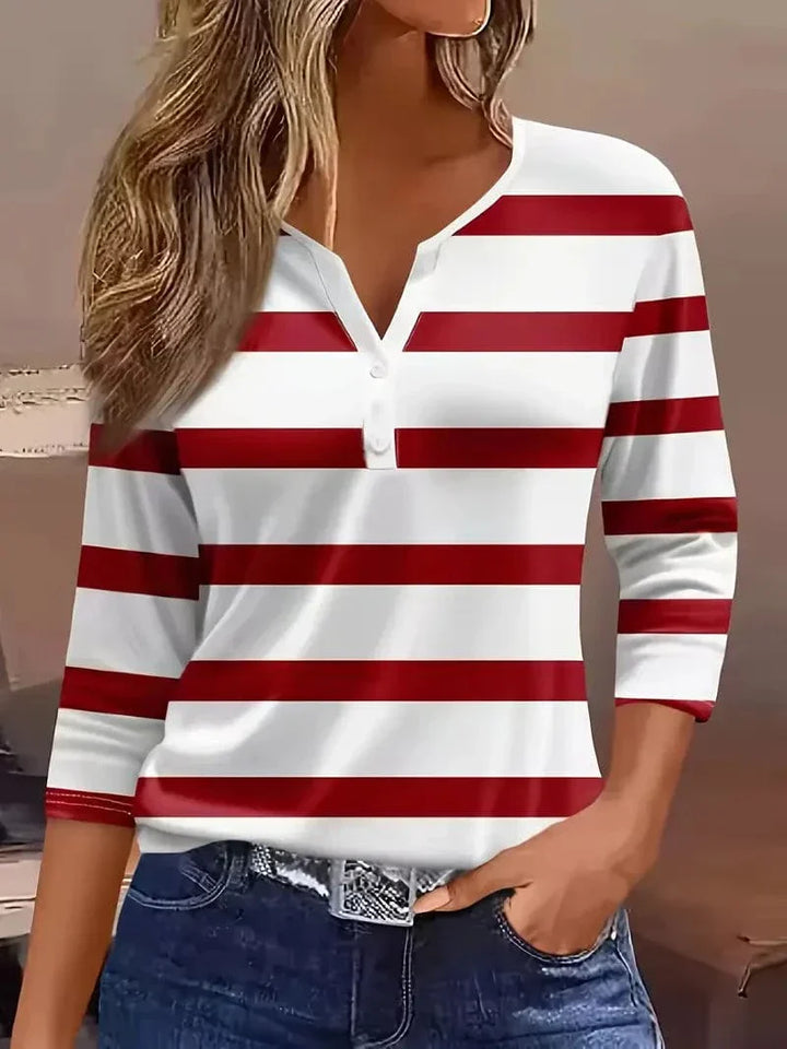 Amelia™ | Gestreepte V-Hals Top