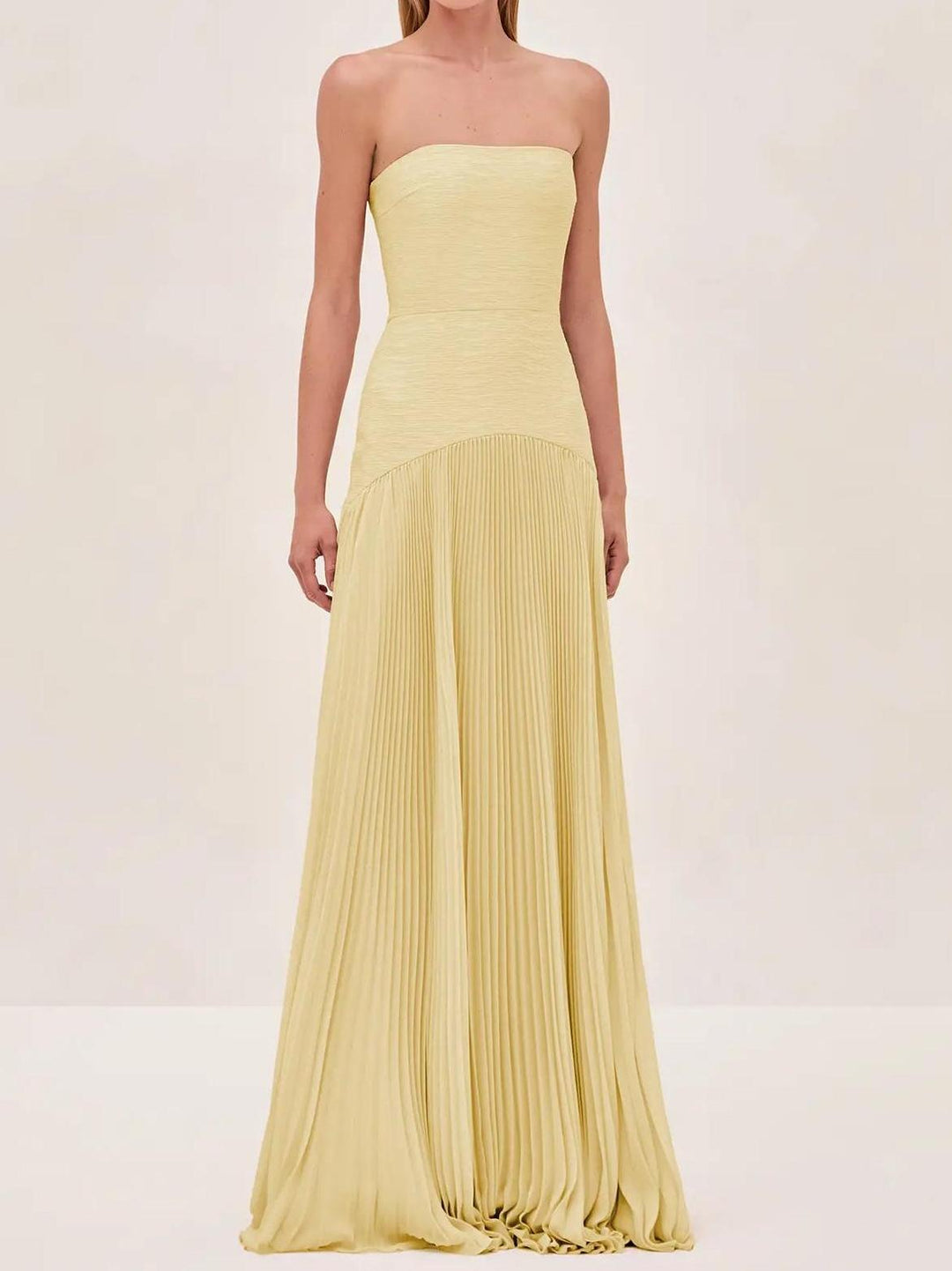 Sage | Dames Strapless Plissé Maxi Jurk Formele Avondjurk