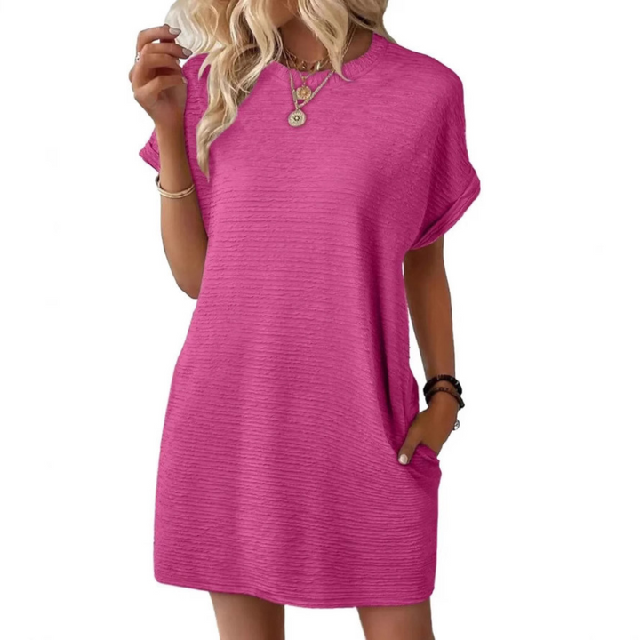 Maggie | Dames Korte Mouwen T-Shirt Mini Jurk met Zakken