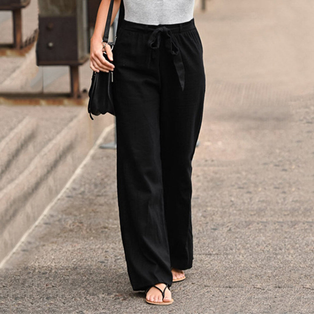 Jane | Vrouwen Wijde Pantalon Met Touwtje Hoge Taille Casual