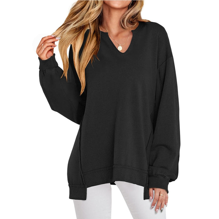 Ember | Dames Oversized V-Hals Sweatshirt Tuniek Lange Mouwen