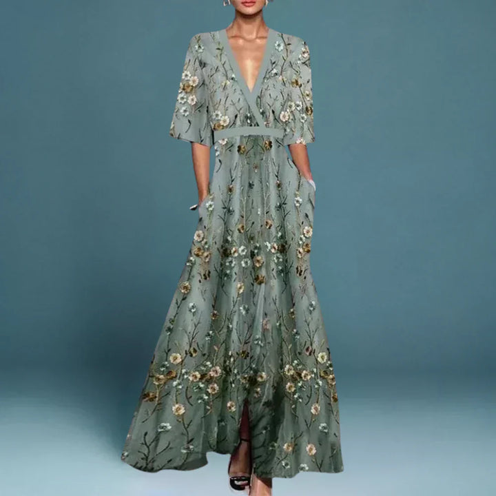 Jill™ | Elegante Maxi-jurk met Bloemenpatroon