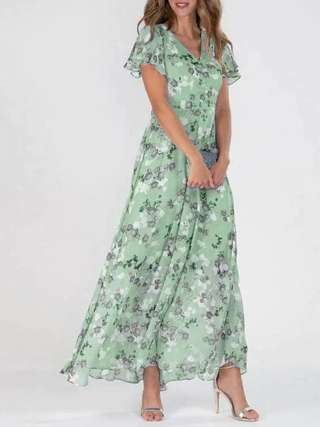 BRENDA™ – Vloeiende Bloemen Maxi Jurk