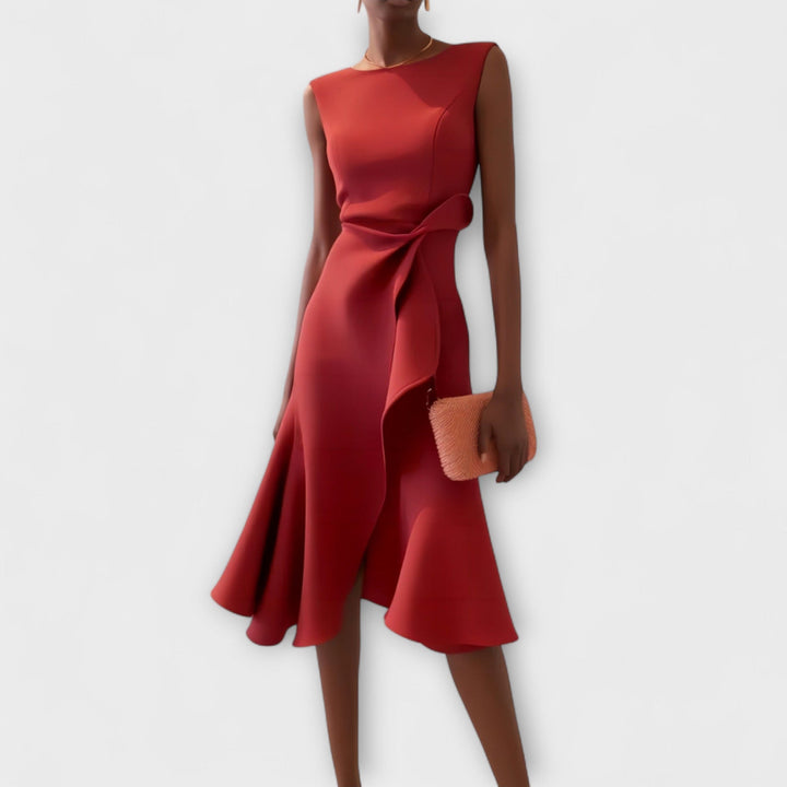 Sheila™ | Gedrapeerde Asymmetrische Midi-jurk