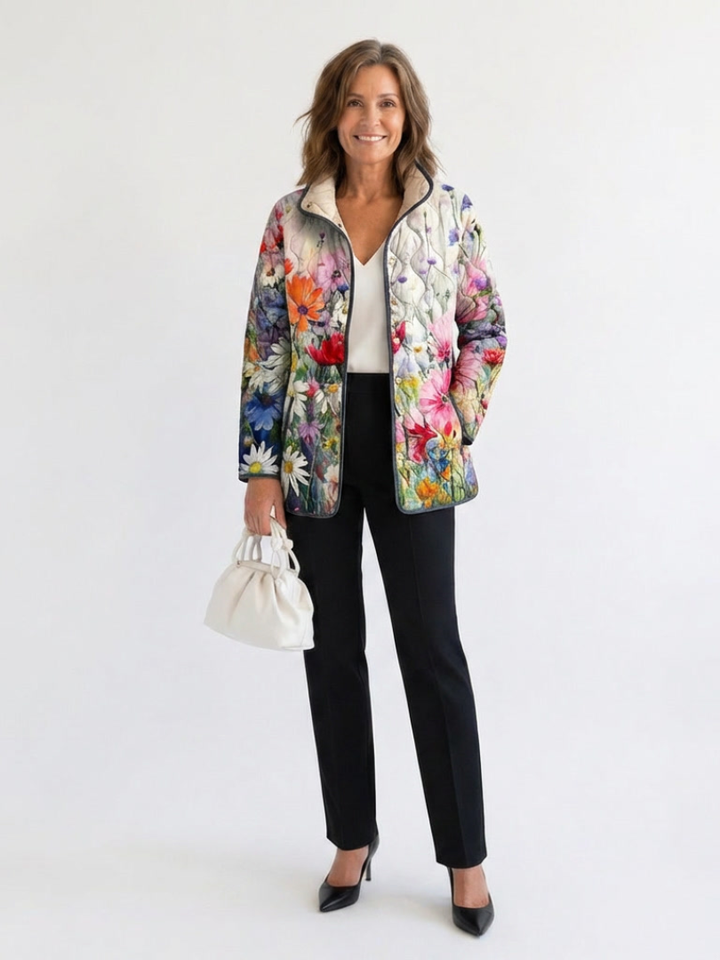 Kaia | Charmante Vintage Bloemenprint Gequilt Jacket
