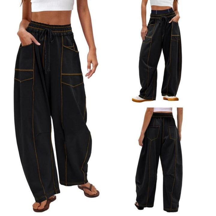 Harlow | Dames Wijd Been Cargo Broek Hoge Taille Met Trekkoord