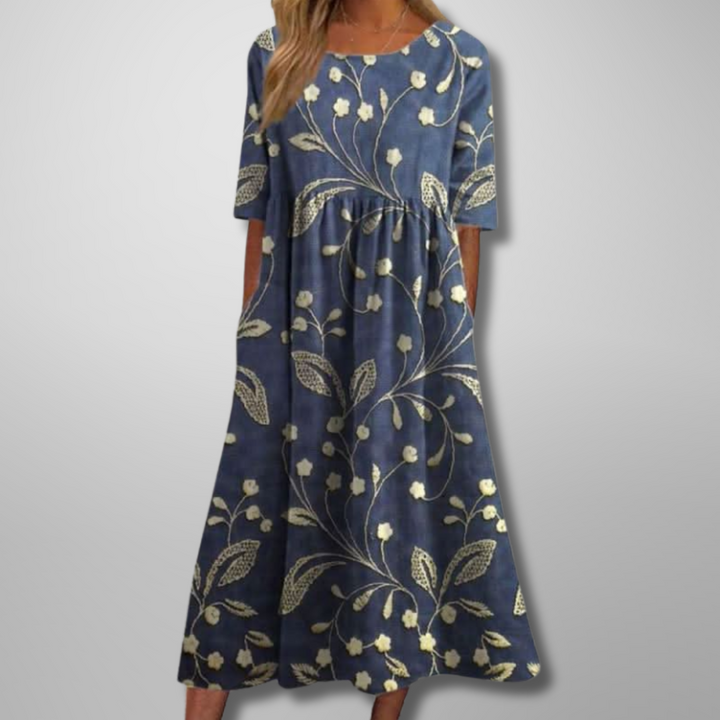 Gail™ | Ontspannen Bloemen Midi Jurk