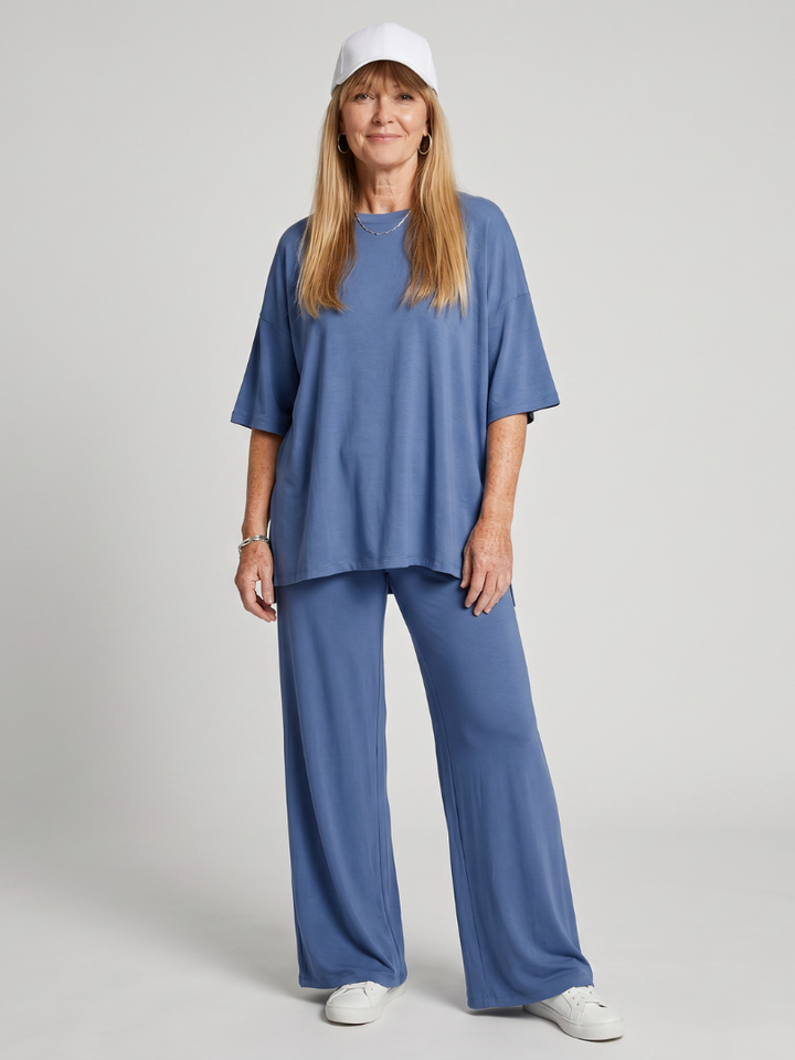 Ramse | Korte Mouw Oversized Top En Wijde Broek Set