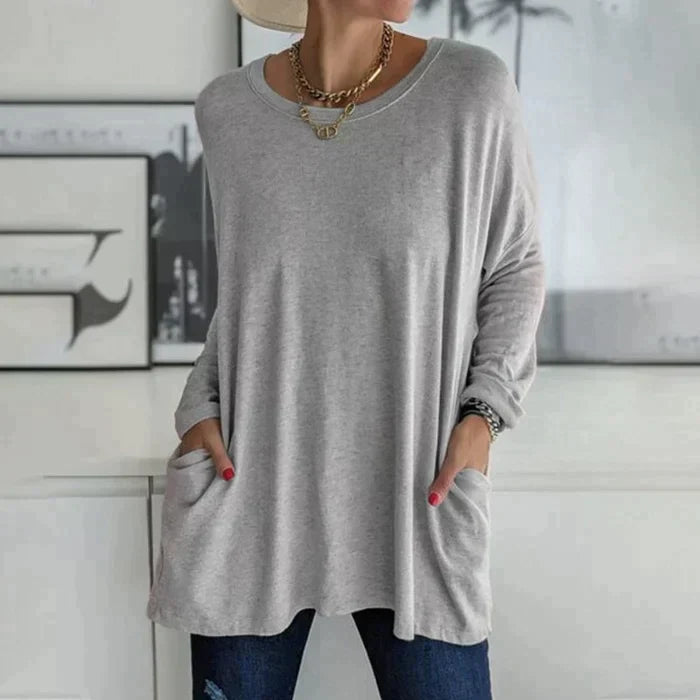 Ruby | Dames Oversized Langsleeve Tuniek Top met Zakjes