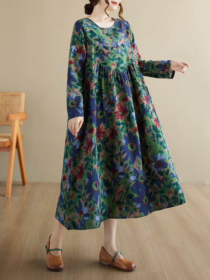 Florentha™ - Vintage Bloemen A-Lijn Jurk