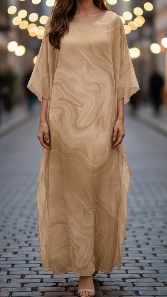 Aura | Vrouwen Chiffon Kaftan Maxi Jurk Met Vleermuismouwen Formeel