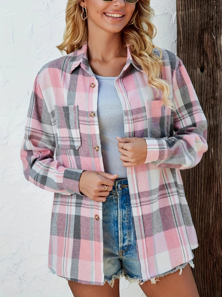 Harper | Dames Oversized Geruite Flanellen Overhemd
