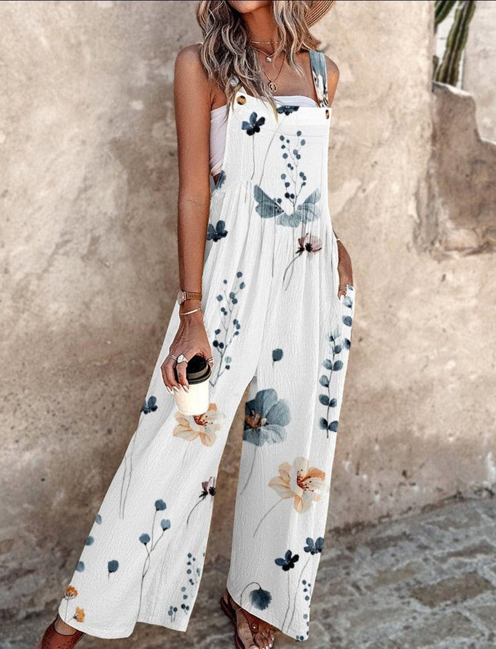 Daisy | Dames Bloemenprint Overalls Wijde Pijpen Mouwloze Jumpsuit