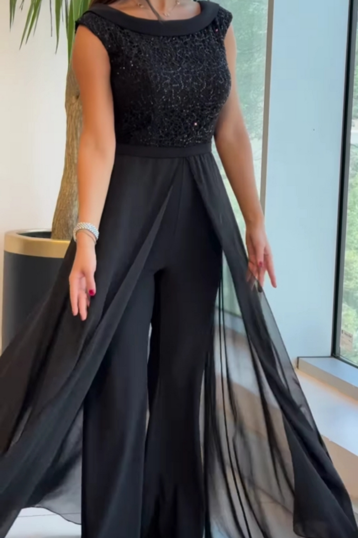 Loretta™ | Jumpsuit met Ronde Hals en Textuurpanelen