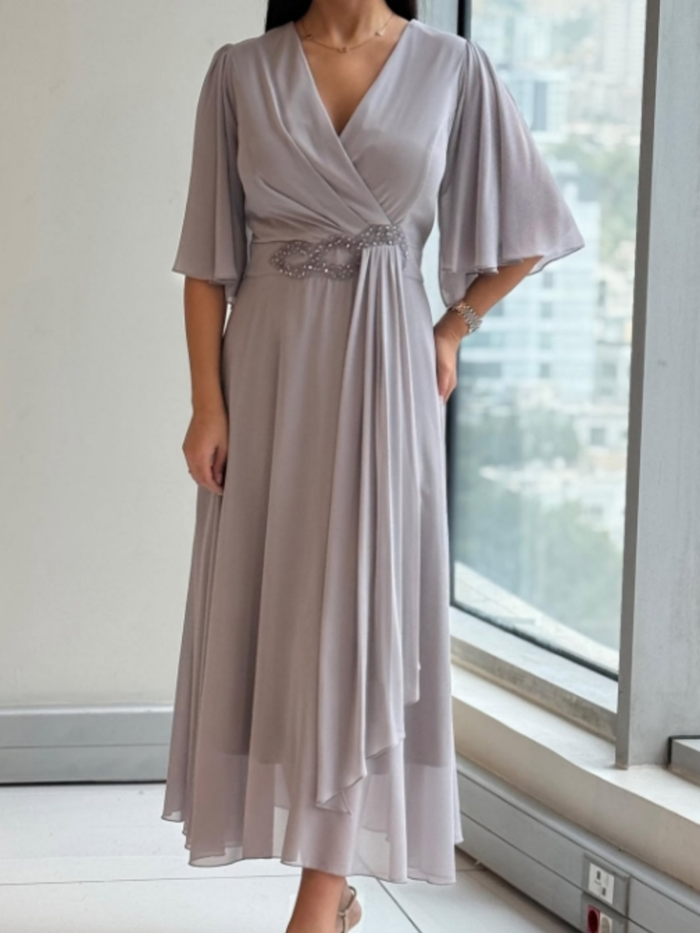 Louise™ | Elegante V-hals maxi jurk