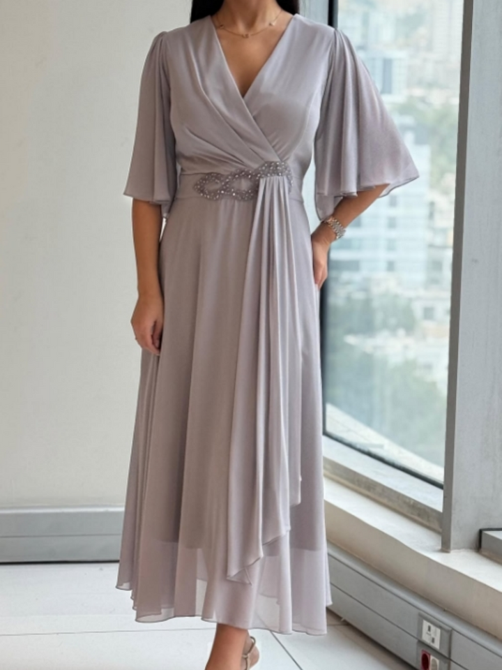 Louise™ | Elegante V-hals maxi jurk