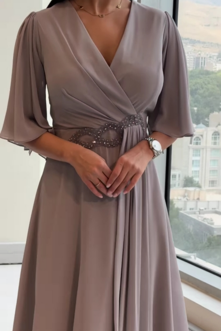 Louise™ | Elegante V-hals maxi jurk