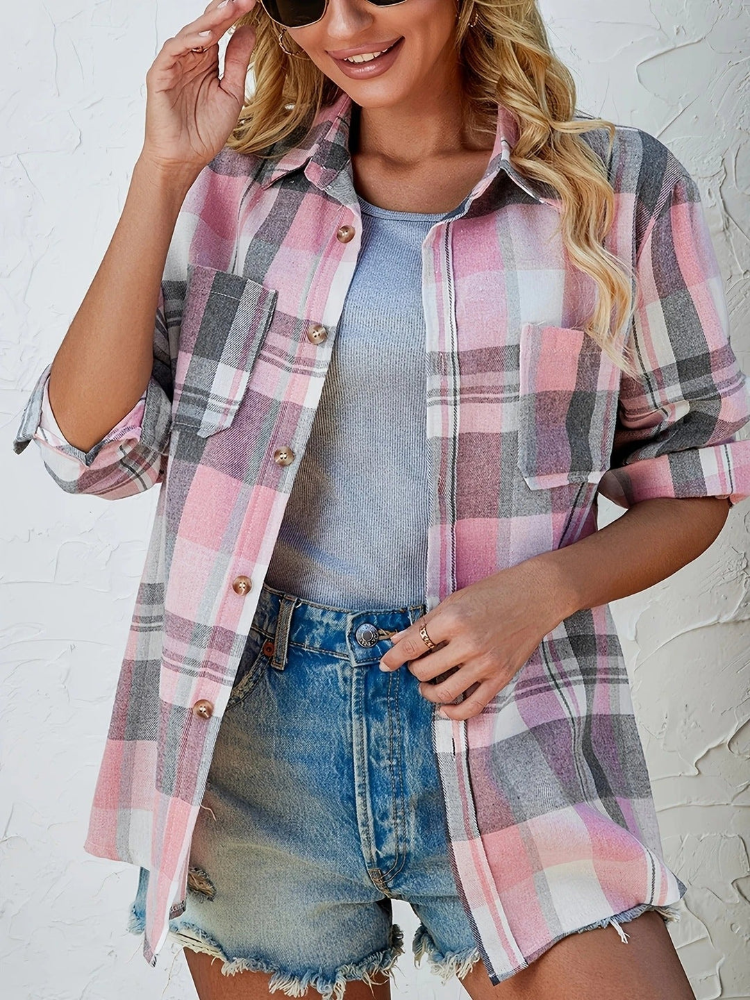 Harper | Dames Oversized Geruite Flanellen Overhemd