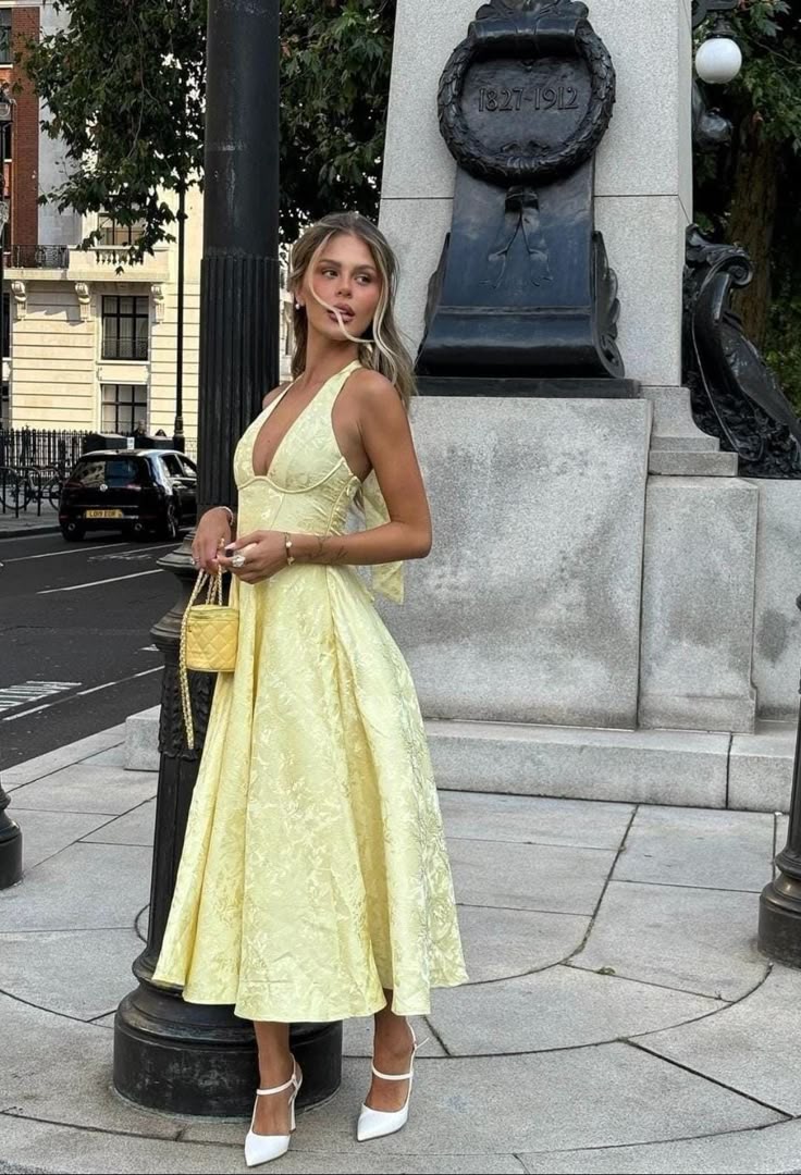 Caroline | Vrouwen Trouwen Gasten Versierd V-Hals Jurk