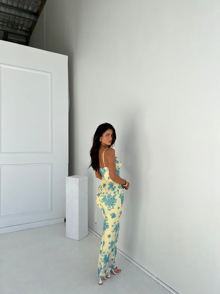 Annabelle | Dames Bruiloft Gast Bloemen Maxi Jurk